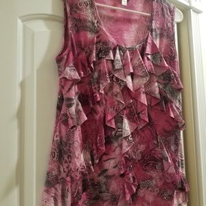 Dressbarn Ruffle-front Glitter Tank